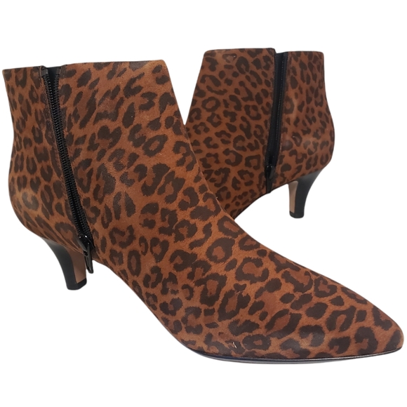 Clark's Linvale Sea Dark Tan Leopard Ankle Boot Womens 9.5 WITH BOX - Picture 12 of 15